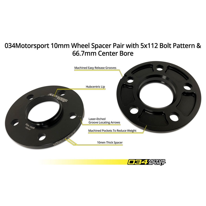 034-604-7006 - 034Motorsport WHEEL SPACER PAIR, 10MM, AUDI 5X112MM WITH 66.5MM CENTER BORE