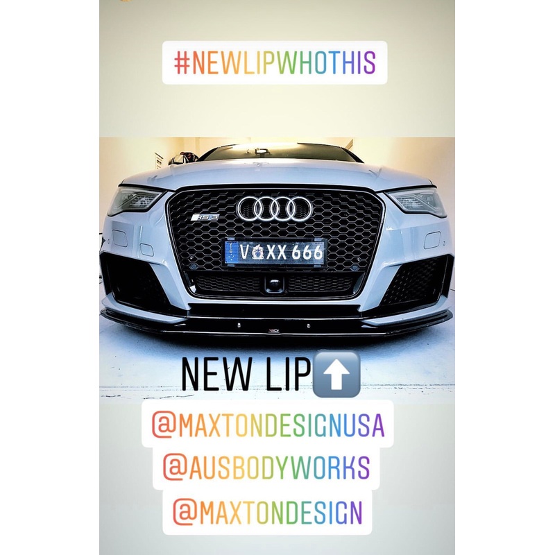 Audi RS3 (2015-2016) 8V Hatch Maxton Design Front Splitter Lip V.2