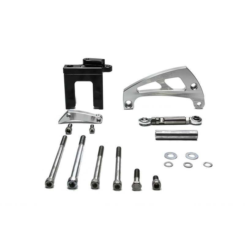 March Performance Chevy BB Alternator Brkt Kit clear powder coat
